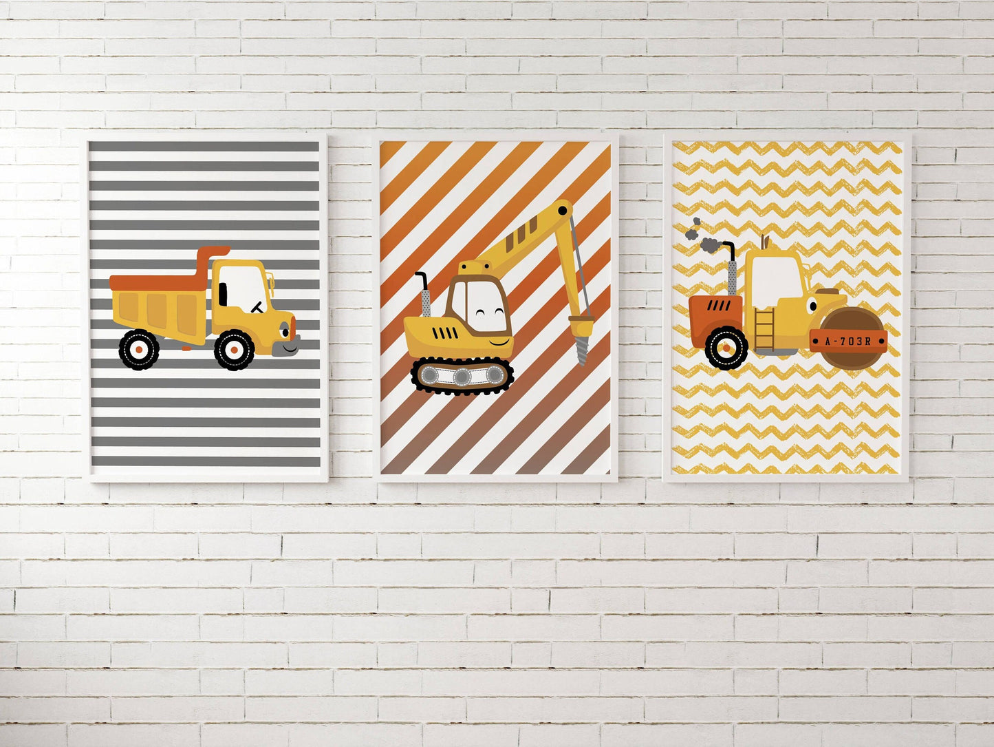 affiche enfant engins de chantier, affiche enfant véhicules, affiche enfant voitures, affiche enfant camions par Le Temps des Paillettes - Le Temps des Paillettes