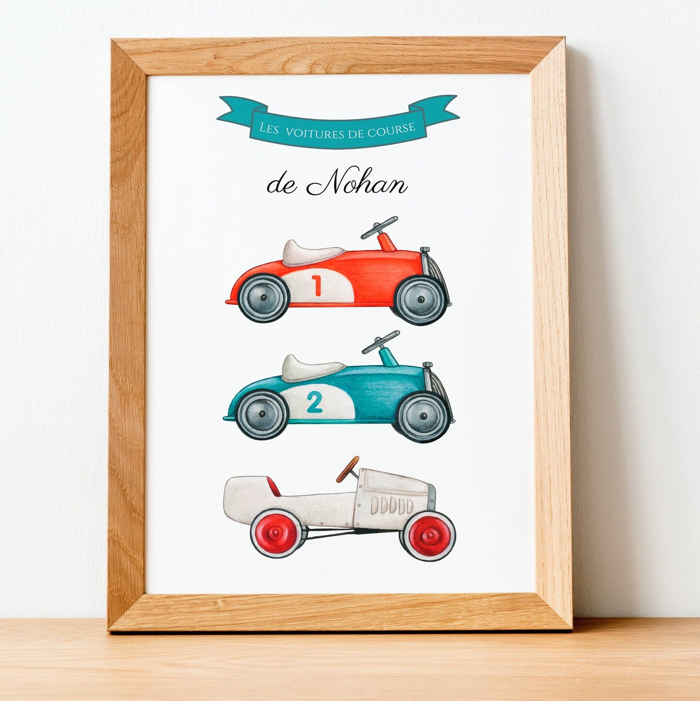 Affiche enfant voitures, affiche enfant véhicules, affiche voitures de course vintage par Le Temps des Paillettes - Le Temps des Paillettes