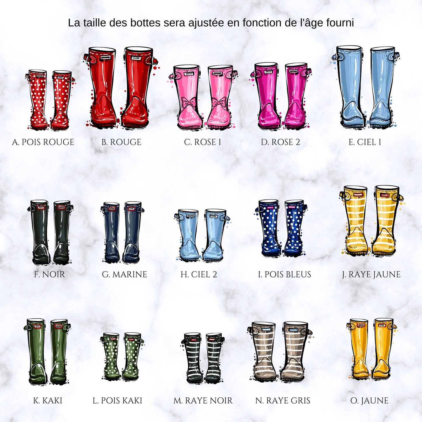 Affiche famille personnalisée, famille bottes de pluie, Custom family poster, Cadeau personnalisé Noël, bottes par Le Temps des Paillettes - Le Temps des Paillettes
