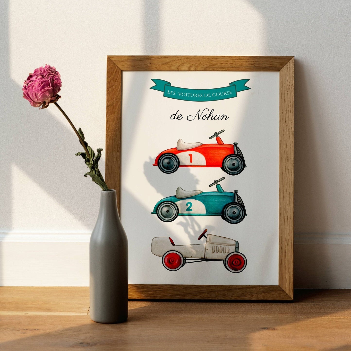 Affiche enfant voitures, affiche enfant véhicules, affiche voitures de course vintage par Le Temps des Paillettes - Le Temps des Paillettes