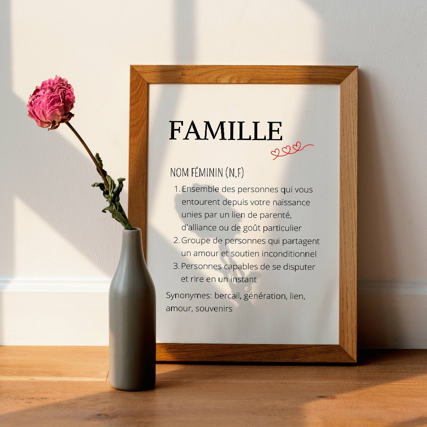 Affiche définition famille personnalisée - affiche famille minimaliste noire et blanc par Le Temps des Paillettes - Le Temps des Paillettes