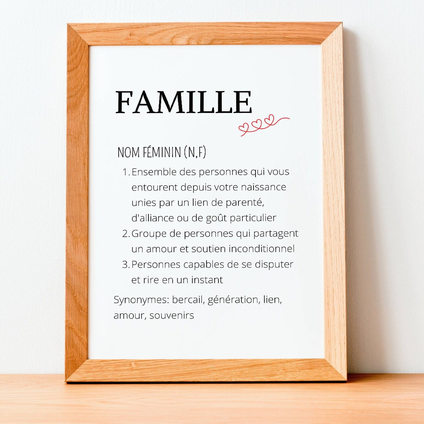 Affiche définition famille personnalisée - affiche famille minimaliste noire et blanc par Le Temps des Paillettes - Le Temps des Paillettes