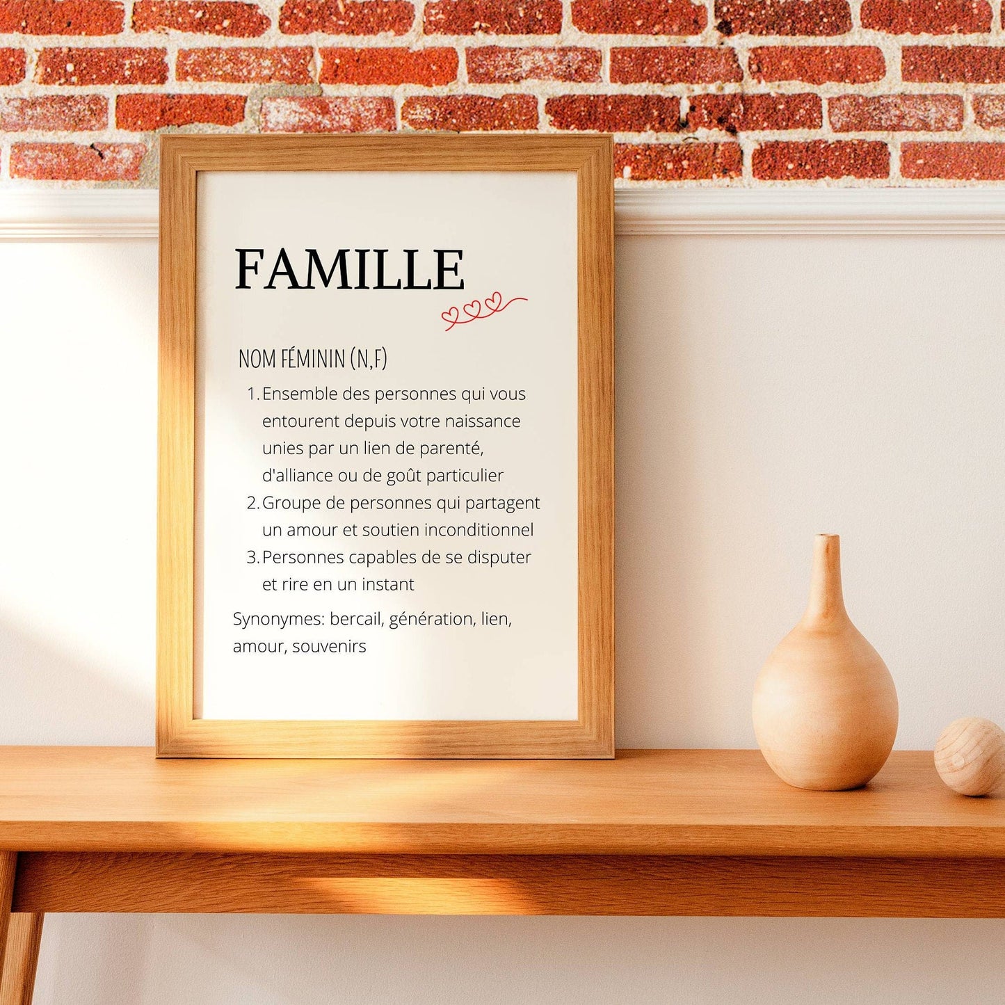 Affiche définition famille personnalisée - affiche famille minimaliste noire et blanc par Le Temps des Paillettes - Le Temps des Paillettes