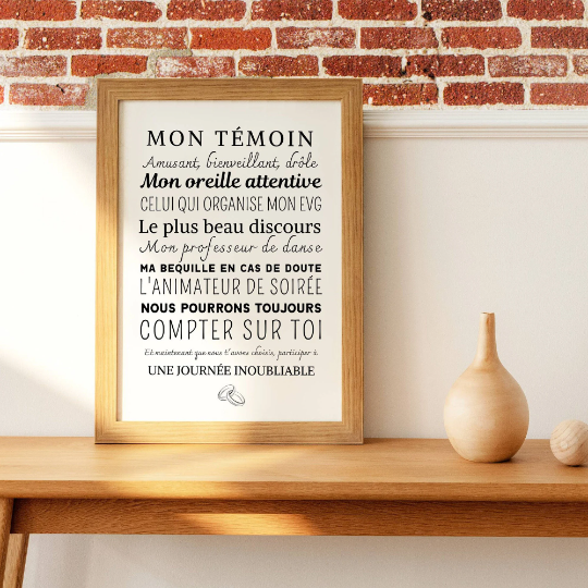 Affiche personnalisé mon témoin - demande témoin - cadeau personnalisé témoin par Le Temps des Paillettes - Le Temps des Paillettes