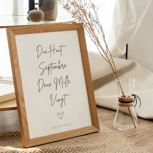 Affiche personnalisée date de mariage rencontre - Affiche Couple avec date - Cadeau de St Valentin par Le Temps des Paillettes