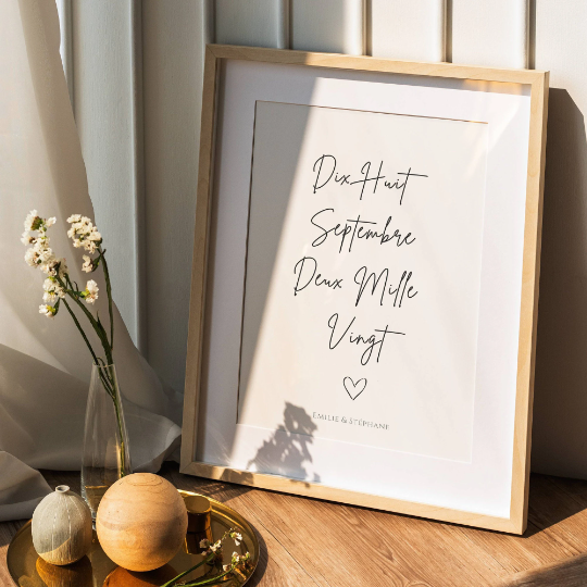 Affiche personnalisée date de mariage rencontre - Affiche Couple avec date - Cadeau de St Valentin par Le Temps des Paillettes