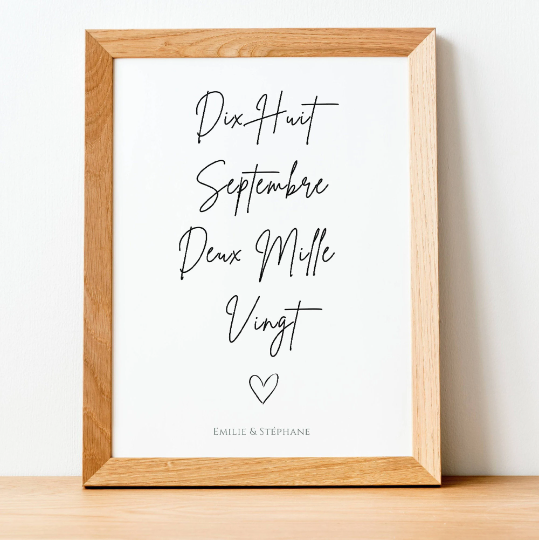 Affiche personnalisée date de mariage rencontre - Affiche Couple avec date - Cadeau de St Valentin par Le Temps des Paillettes