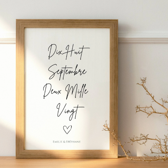 Affiche personnalisée date de mariage rencontre - Affiche Couple avec date - Cadeau de St Valentin par Le Temps des Paillettes