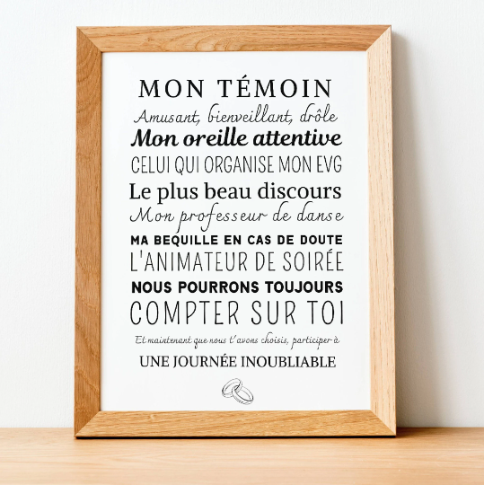 Affiche personnalisé mon témoin - demande témoin - cadeau personnalisé témoin par Le Temps des Paillettes - Le Temps des Paillettes
