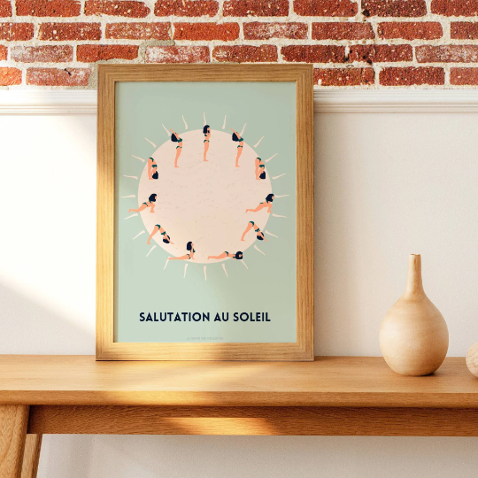 Affiche Salutation au soleil français - Affiche Yoga - décoration pour studio de Yoga par Le Temps des Paillettes - Le Temps des Paillettes