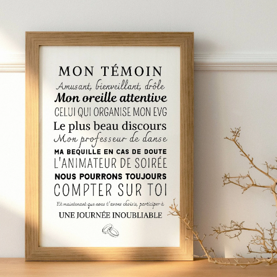 Affiche personnalisé mon témoin - demande témoin - cadeau personnalisé témoin par Le Temps des Paillettes - Le Temps des Paillettes