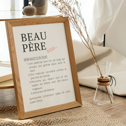 Affiche Définition Beau-Père - Poster idéal à offrir en cadeau pour la Fête des Pères à un super beau-papa par Le Temps des Paillettes - Le Temps des Paillettes