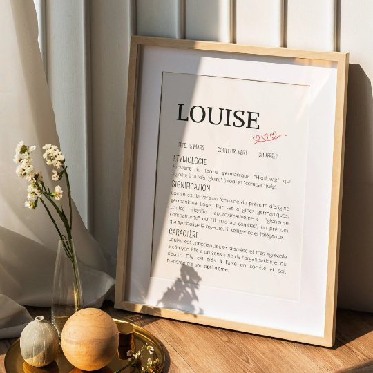 Affiche de naissance personnalisée prénom et définition - Cadeau de naissance personnalisé - Le Temps des Paillettes