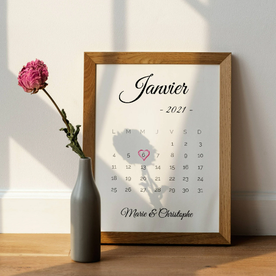 Affiche personnalisée couple avec prénoms et date de rencontre - cadeau personnalisé couple par Le Temps des Paillettes