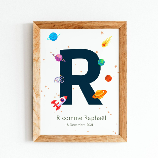 Affiche espace personnalisée prénom - Décoration chambre enfant espace par Le Temps des Paillettes - Le Temps des Paillettes