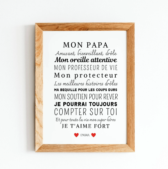 Affiche Mon papa personnalisée - Cadeau papa personnalisée - Cadeau fête des pères - Le Temps des Paillettes