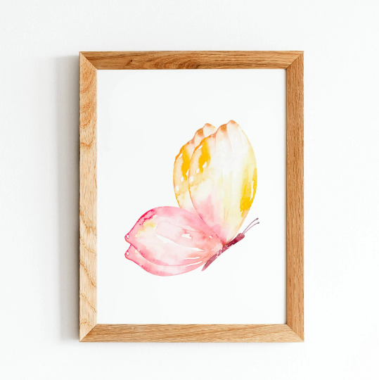 Set 3 affiches papillon aquarelle pour chambre enfant - cadeau de naissance personnalisée prénom - Le Temps des Paillettes