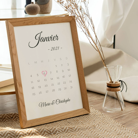 Affiche personnalisée couple avec prénoms et date de rencontre - cadeau personnalisé couple par Le Temps des Paillettes