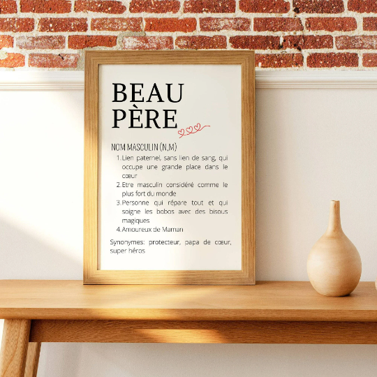 Affiche Définition Beau-Père - Poster idéal à offrir en cadeau pour la Fête des Pères à un super beau-papa par Le Temps des Paillettes - Le Temps des Paillettes
