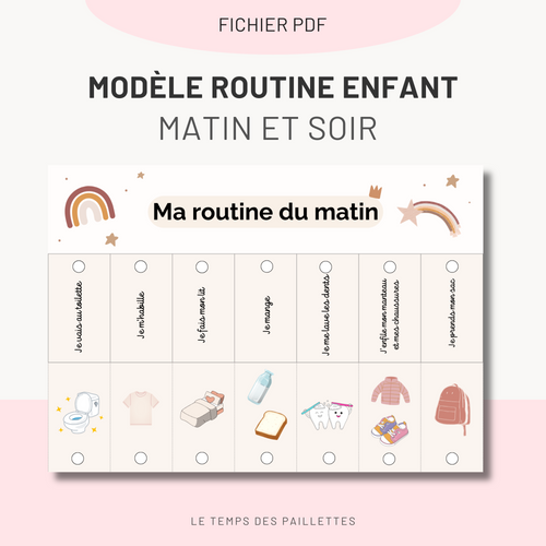 Routine à rabas Enfant Matin et Soir Personnalisable — Thème au choix