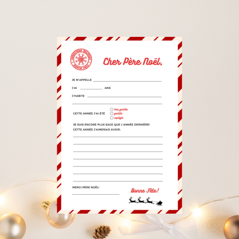 🎅 Freebie - Modèle gratuit de lettre au Père Noël à imprimer !