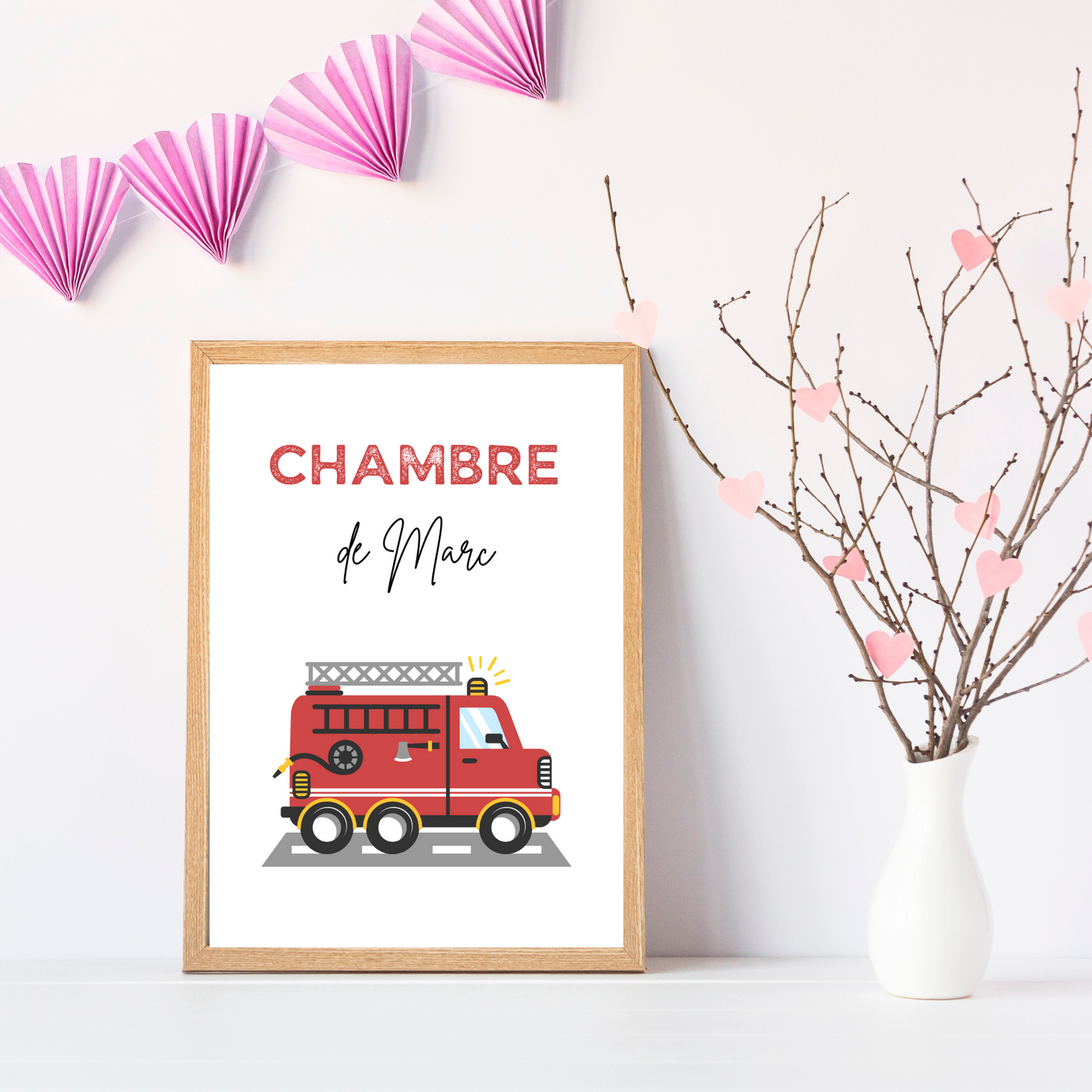 Affiche enfant pompier  - Affiche chambre de garçon personnalisé  - décoration pompier par Le Temps des Paillettes