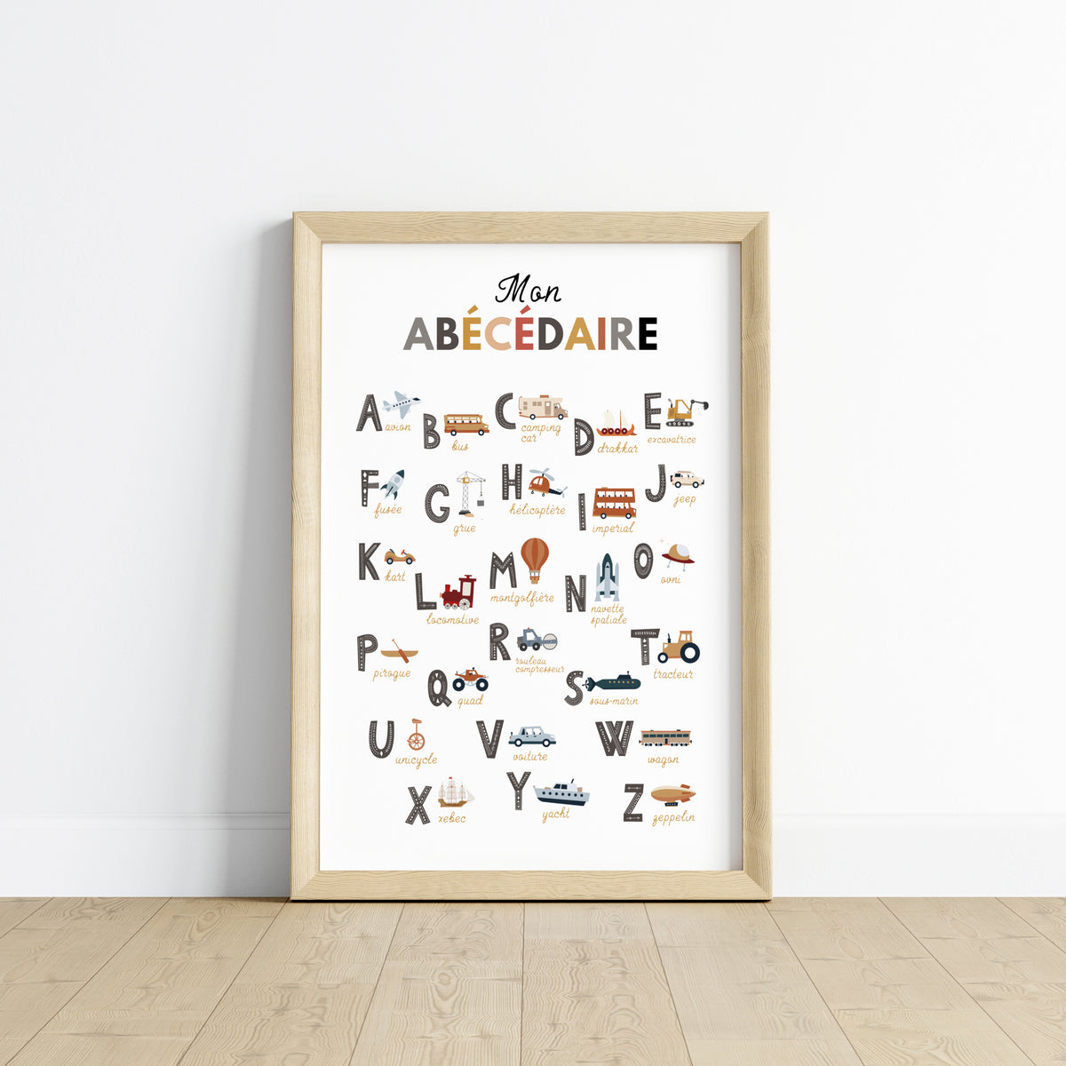 Affiche Abécédaire Éducative Enfant Thème Chantier – Poster ABC Engins Chambre Bébé Garçon Cadeau Naissance - Image 8