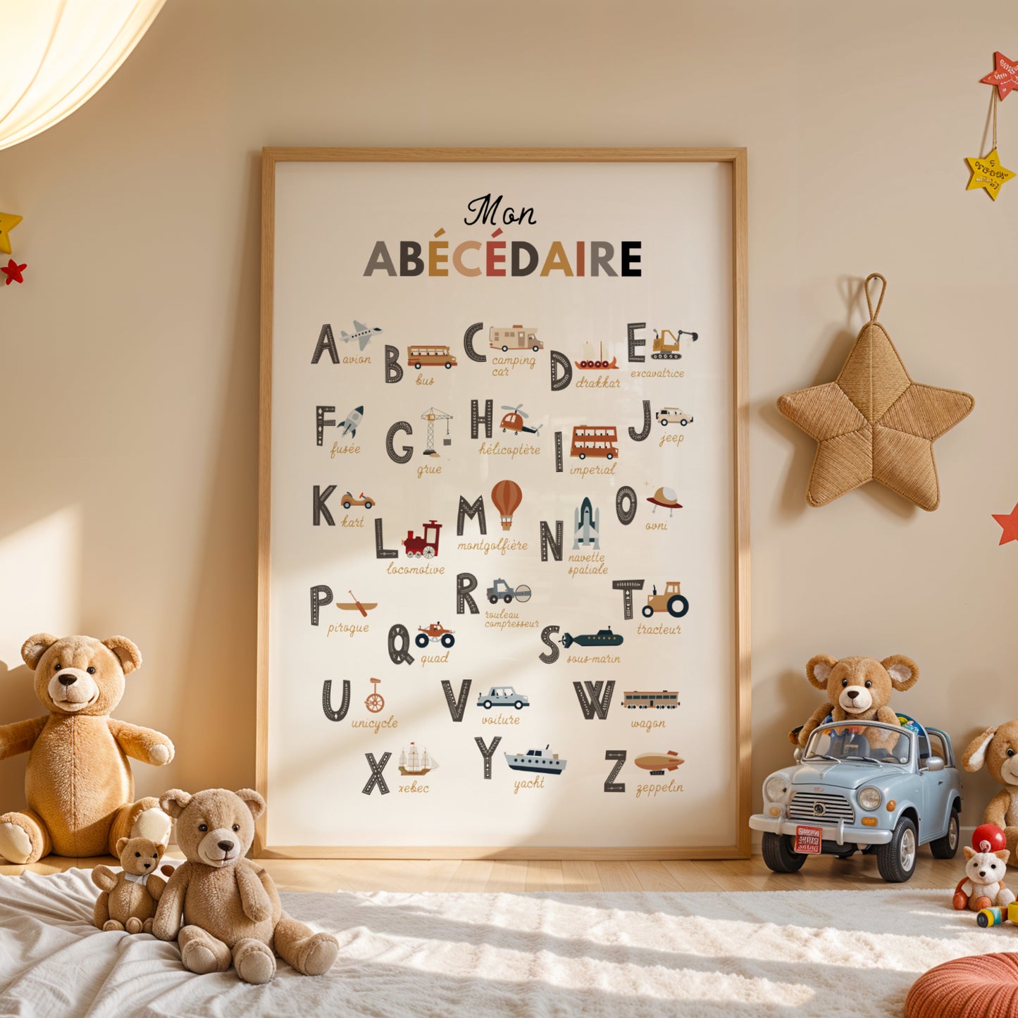 Duo d'Affiches Éducatives Chantier : Abécédaire et Chiffres pour Chambre d'Enfant