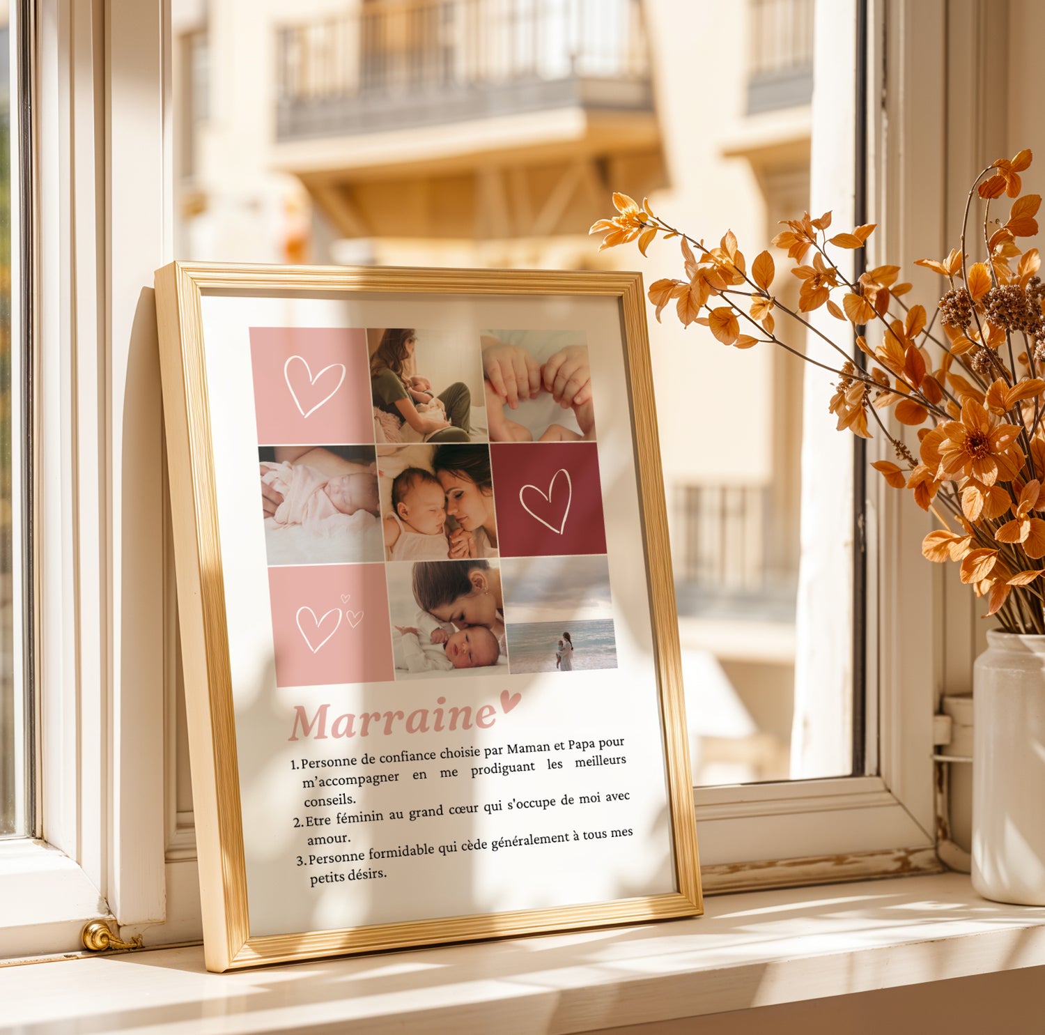 Affiche Définition Marraine Personnalisée – Mosaïque de 1, 6 ou 9 Photos - Image 2