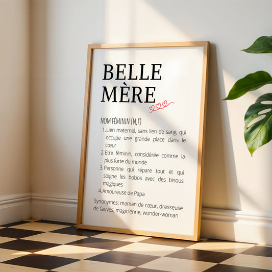Affiche Définition Belle-Mère – Un Cadeau Unique à Personnaliser