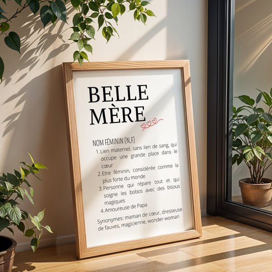 Affiche Définition Belle-Mère – Un Cadeau Unique à Personnaliser