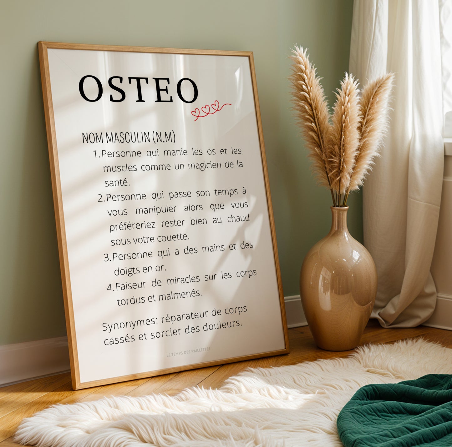 Affiche Définition Ostéopathe – Décoration Minimaliste pour Cabinet et Salle d’Attente