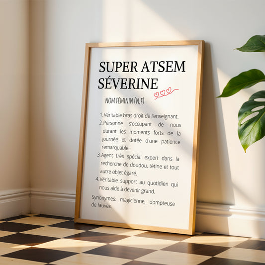 Affiche Définition ATSEM Personnalisée – Cadeau ATSEM Original Fin d'Année Maternelle