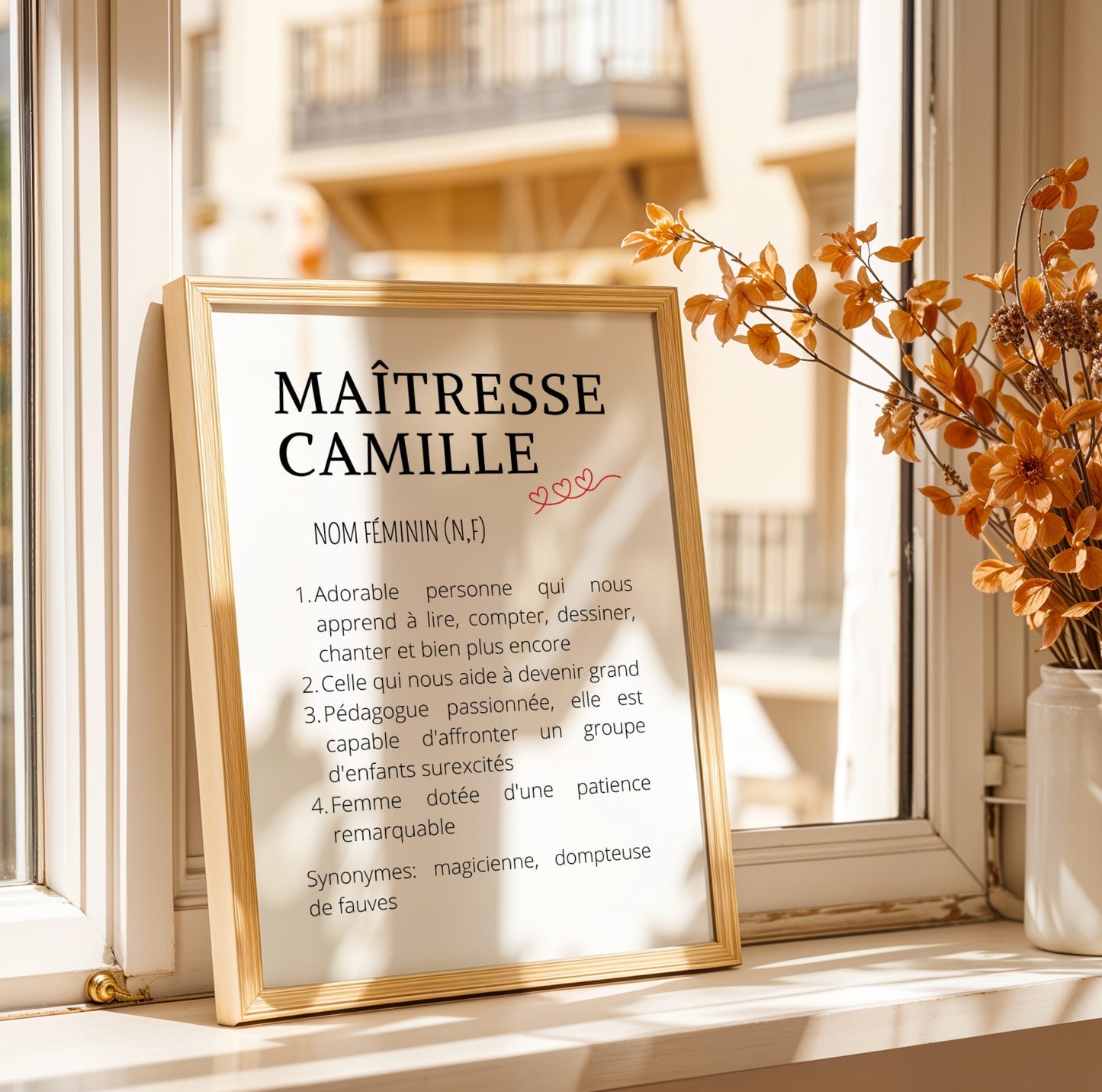 Affiche définition maitresse personnalisée - cadeau maitresse personnalisée - cadre maitresse