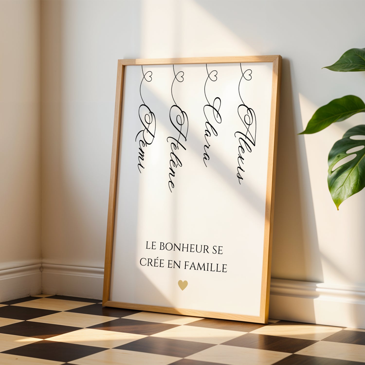Affiche Famille Prénoms Personnalisée – Portrait Minimaliste Cadeau Noël Anniversaire Pendaison Crémaillère - Image 1