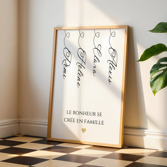 Affiche Famille Prénoms - Affiche Personnalisée Famille par Le Temps des Paillettes