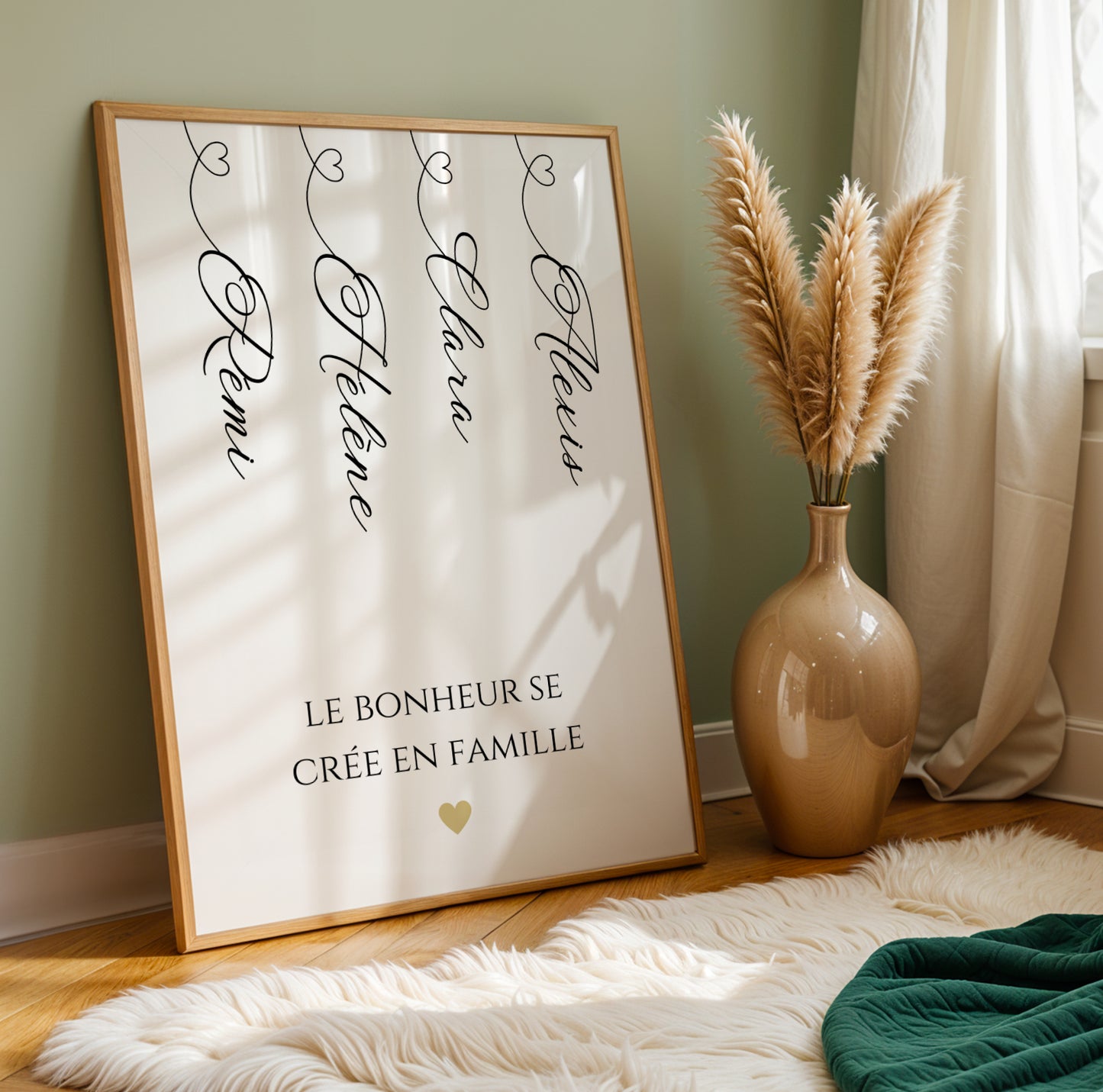 Affiche Famille Prénoms Personnalisée – Portrait Minimaliste Cadeau Noël Anniversaire Pendaison Crémaillère - Image 3