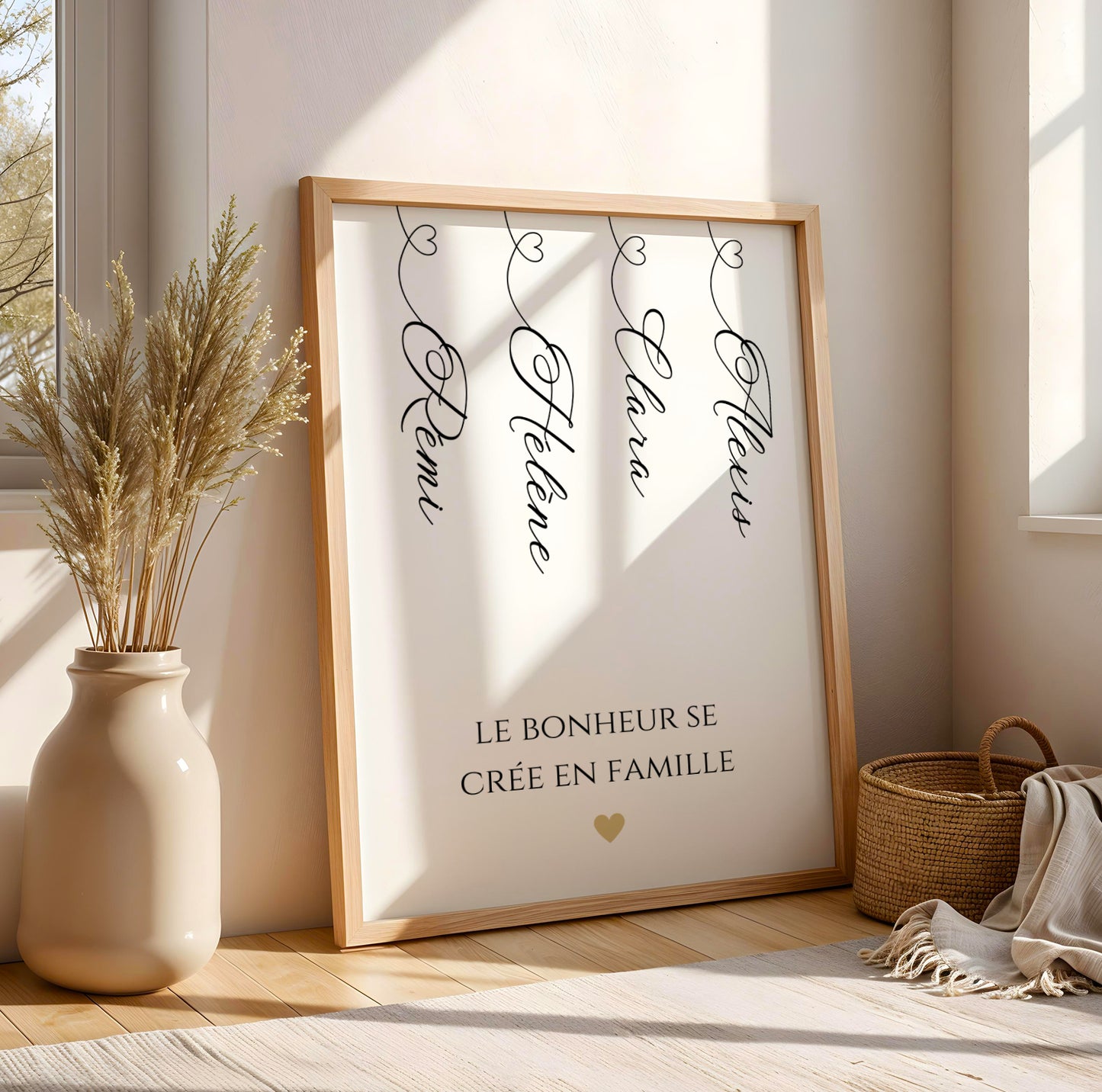 Affiche Famille Prénoms Personnalisée – Portrait Minimaliste Cadeau Noël Anniversaire Pendaison Crémaillère - Image 4