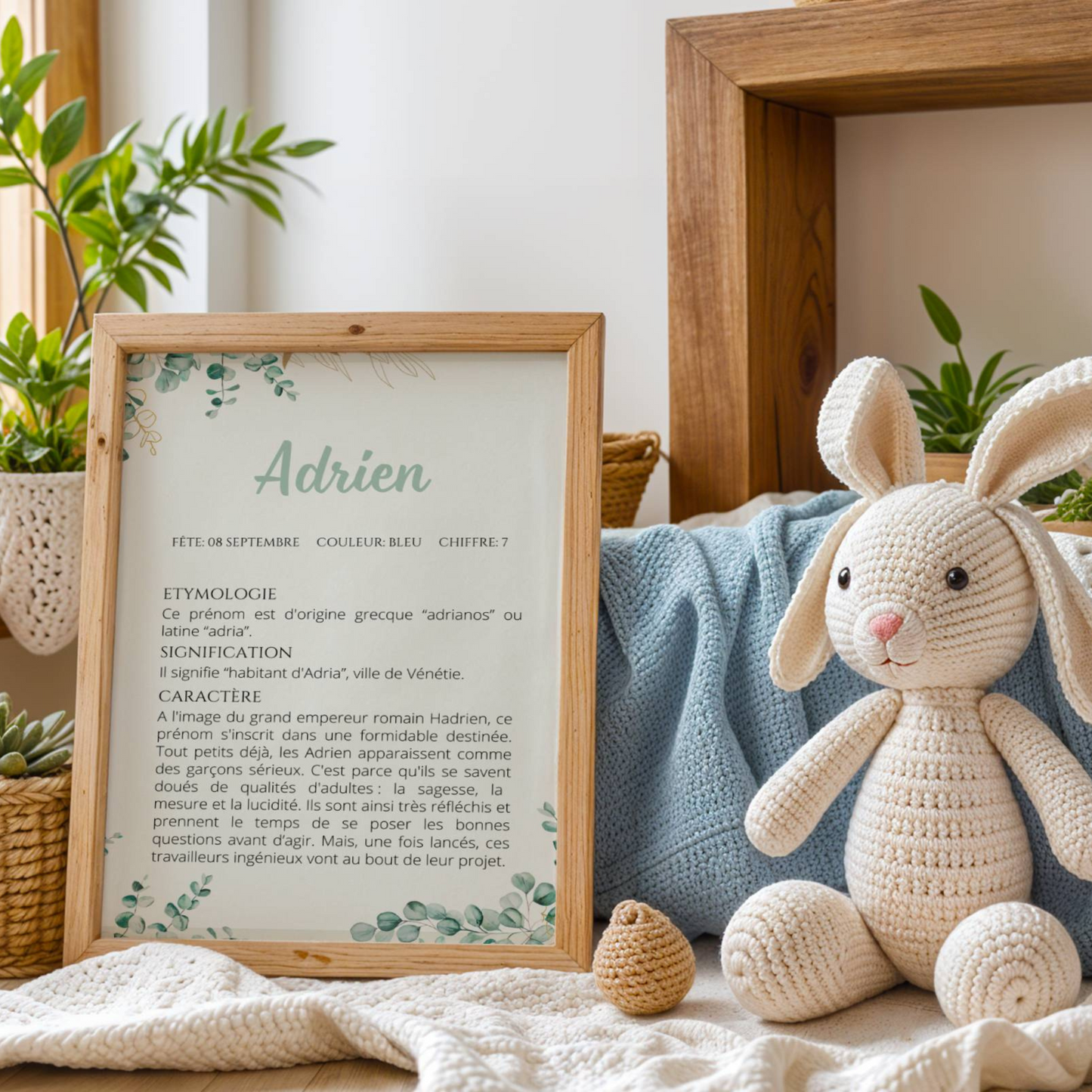 affiche prénom personnalisée eucalyptus étymologie signification prénom enfant poster naissance