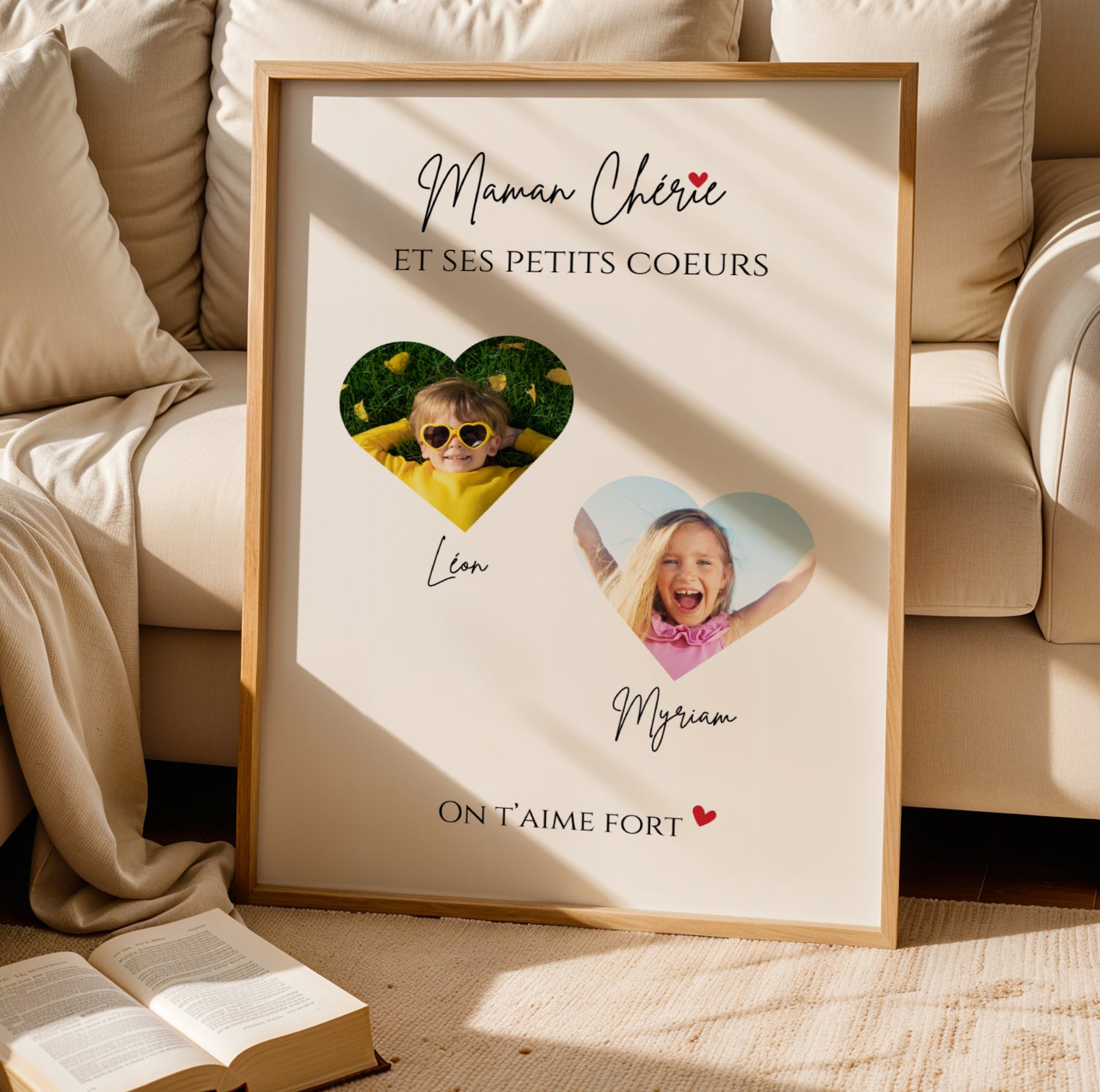 Affiche Photo Maman Personnalisée Cœurs et Prénoms | Idée Cadeau Fête des Mères, Cadeau Personnalisé Maman | Photo Montage Enfants - Image 6