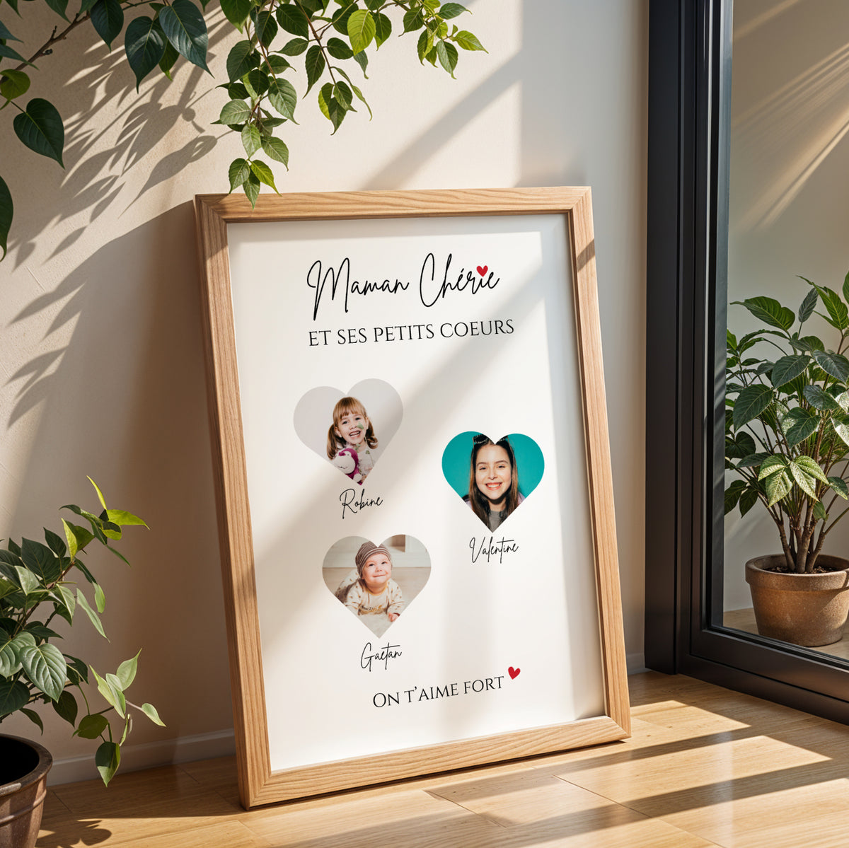 Affiche Photo Maman Personnalisée Cœurs et Prénoms | Idée Cadeau Fête des Mères, Cadeau Personnalisé Maman | Photo Montage Enfants - Image 2