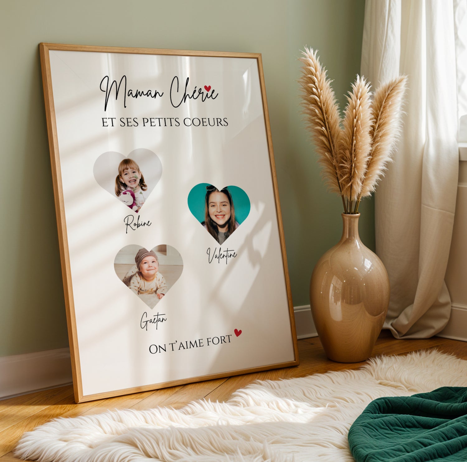 Affiche Photo Maman Personnalisée Cœurs et Prénoms | Idée Cadeau Fête des Mères, Cadeau Personnalisé Maman | Photo Montage Enfants - Image 3