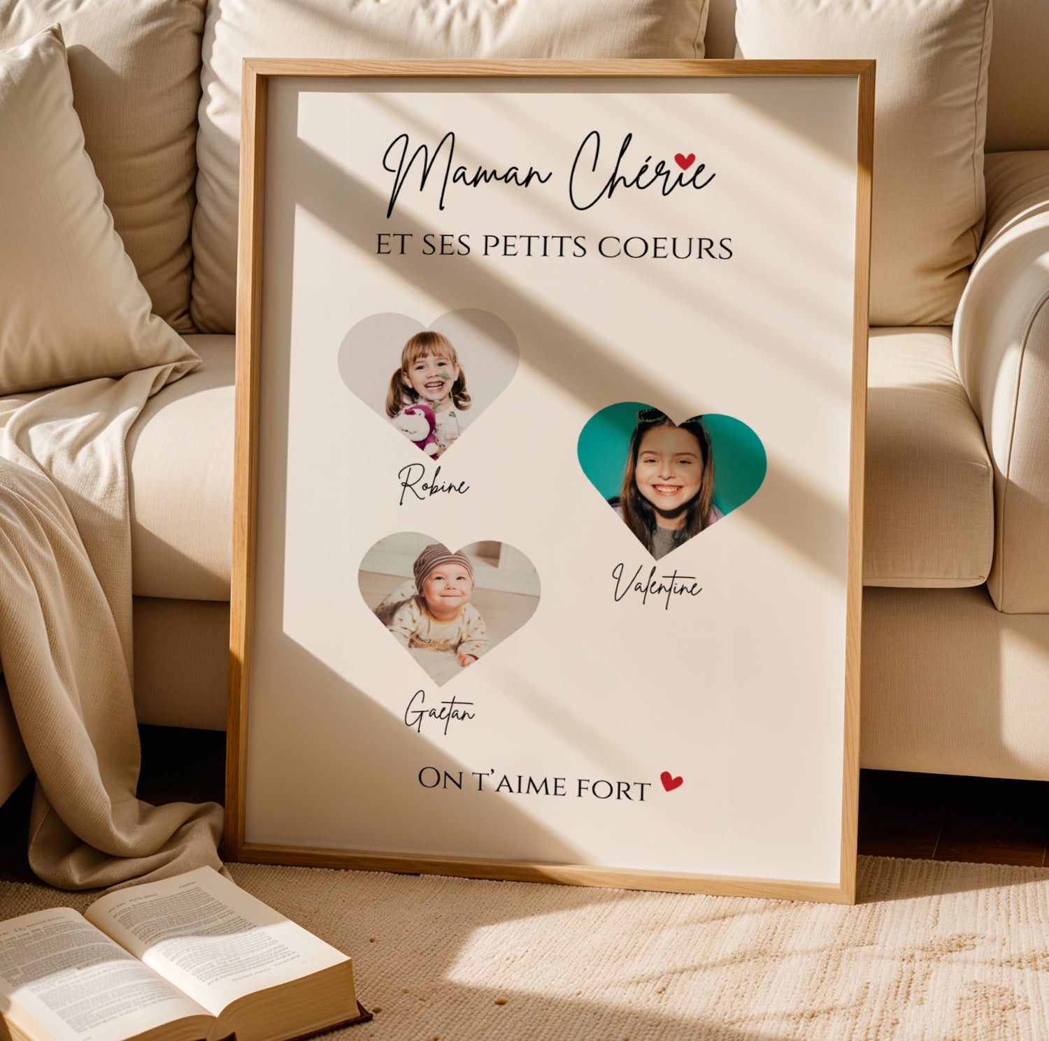 Affiche Photo Maman Personnalisée Cœurs et Prénoms | Idée Cadeau Fête des Mères, Cadeau Personnalisé Maman | Photo Montage Enfants - Image 4