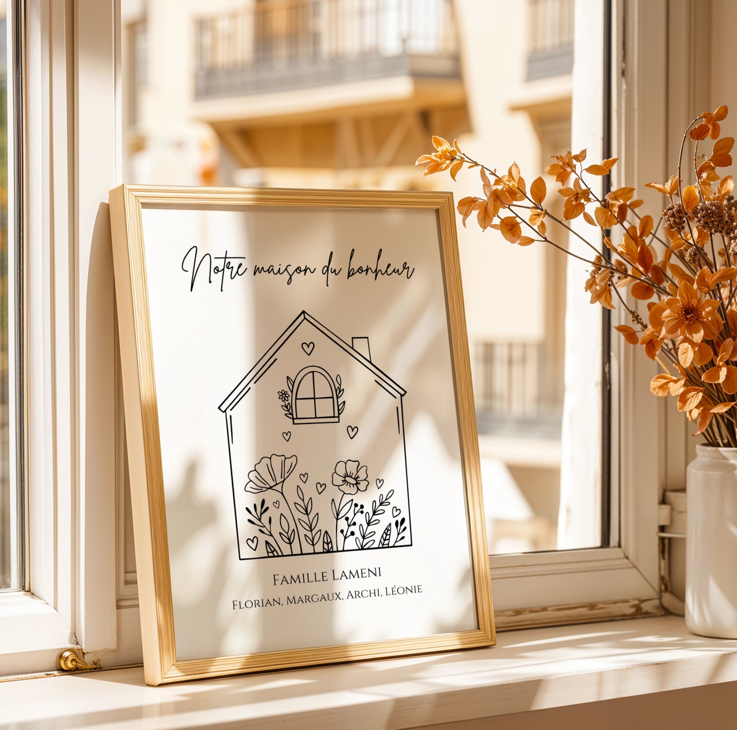 Affiche famille minimaliste, Affiche Maison personnalisée avec prénoms -  Cadeau personnalisé   par Le Temps des Paillettes