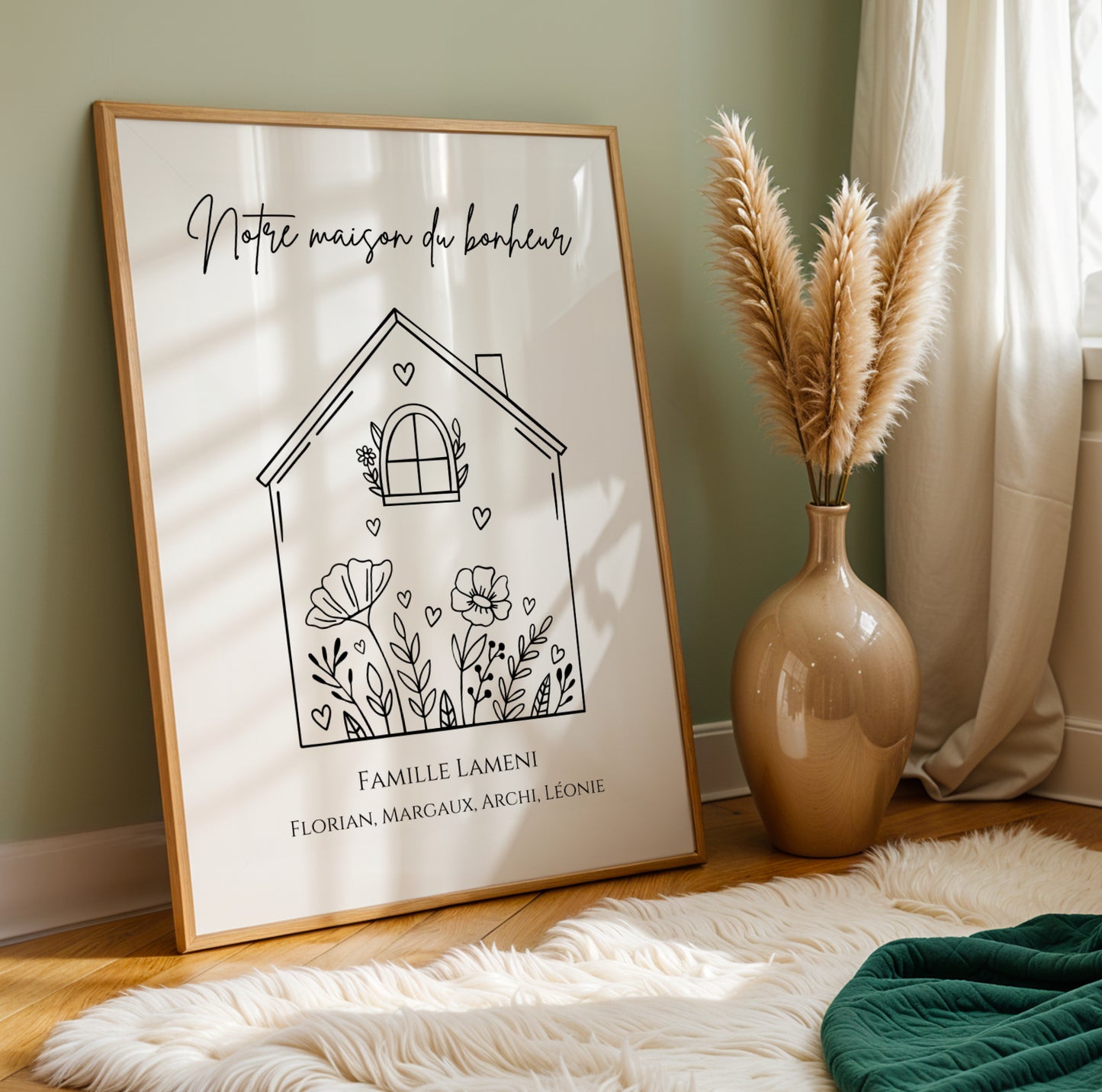Affiche famille minimaliste, Affiche Maison personnalisée avec prénoms -  Cadeau personnalisé   par Le Temps des Paillettes