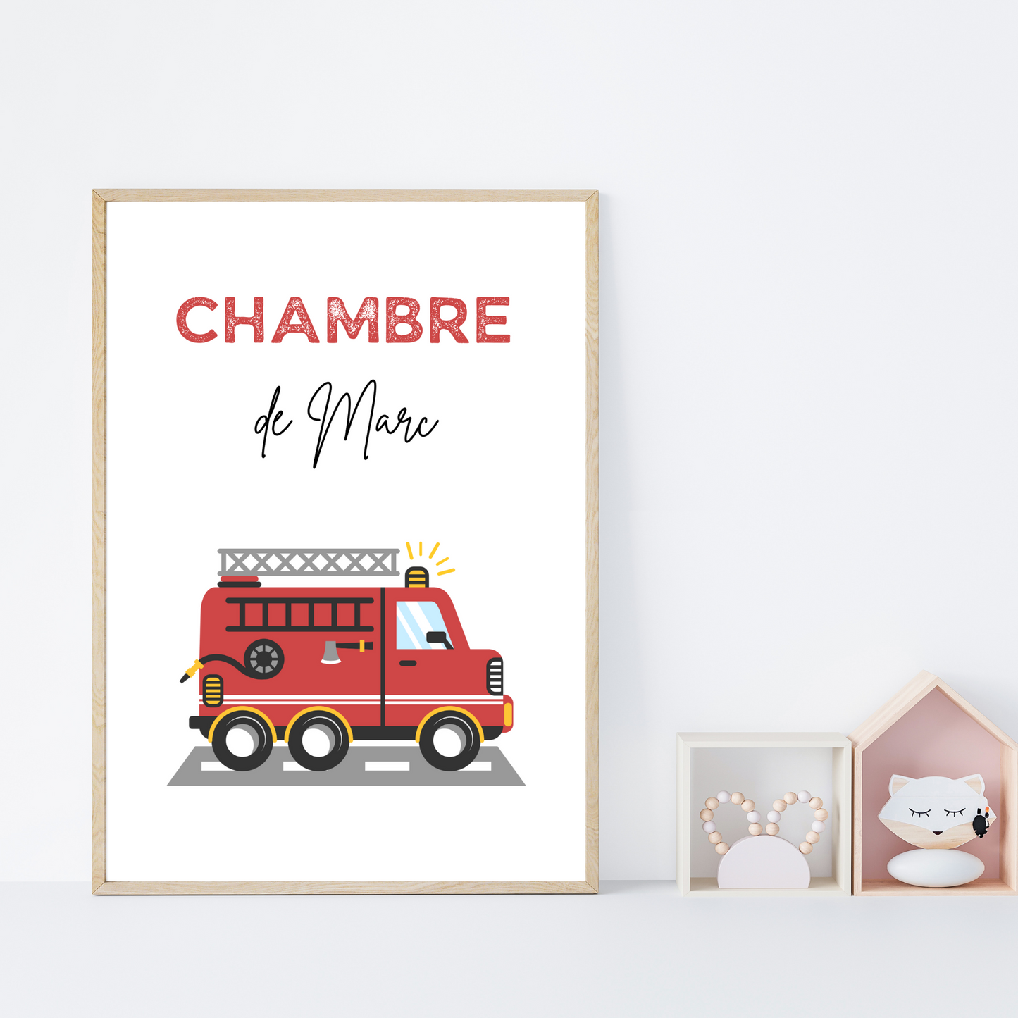 Affiche enfant pompier  - Affiche chambre de garçon personnalisé  - décoration pompier par Le Temps des Paillettes