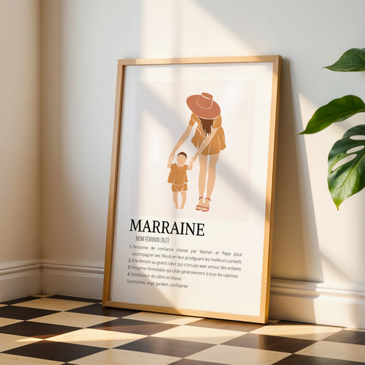 Affiche Marraine Personnalisée | Demande Originale et Cadeau Unique