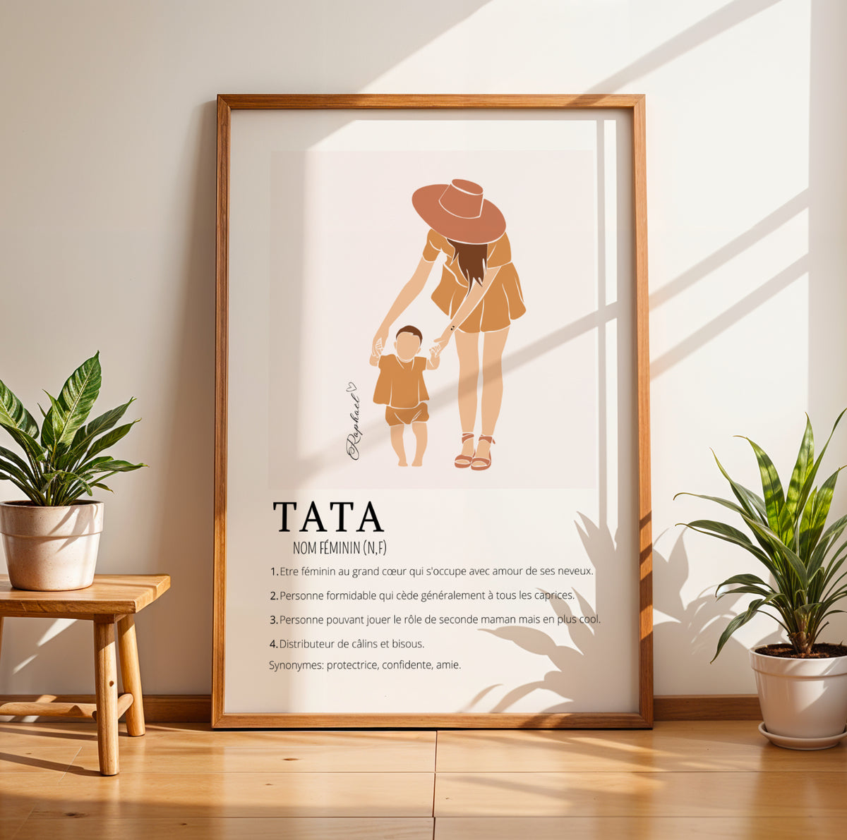 Affiche Définition Tata personnalisée – Prénom enfant et silhouette boho | Cadeau naissance, anniversaire, annonce de grossesse - Image 2