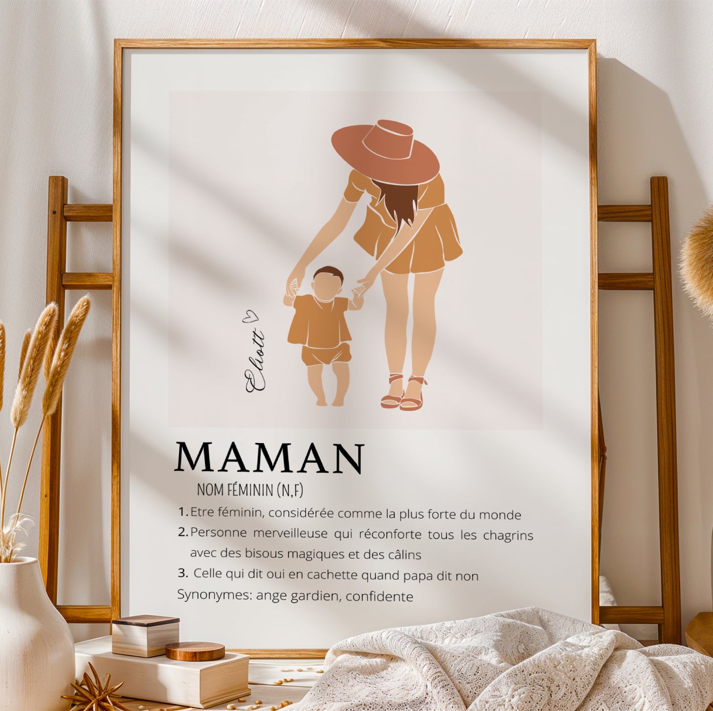 Jolie Affiche Définition "Maman" Personnalisée  avec Illustration Abstraite et Prénom - Image 7