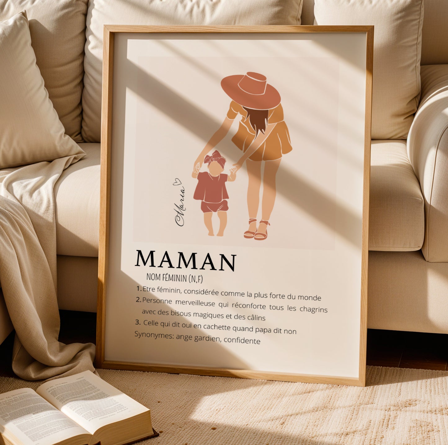 Jolie Affiche Définition "Maman" Personnalisée  avec Illustration Abstraite et Prénom - Image 4